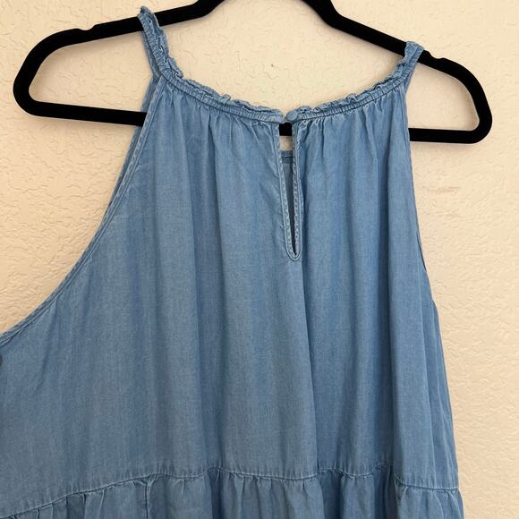 Torrid Chambray Blue Tiered Sleeveless Shift Dress Lyocell Size 3 (3X) - Picture 5 of 11